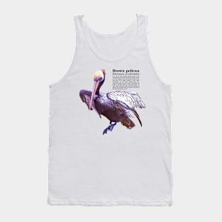 Brown pelican tropical bird black text Tank Top